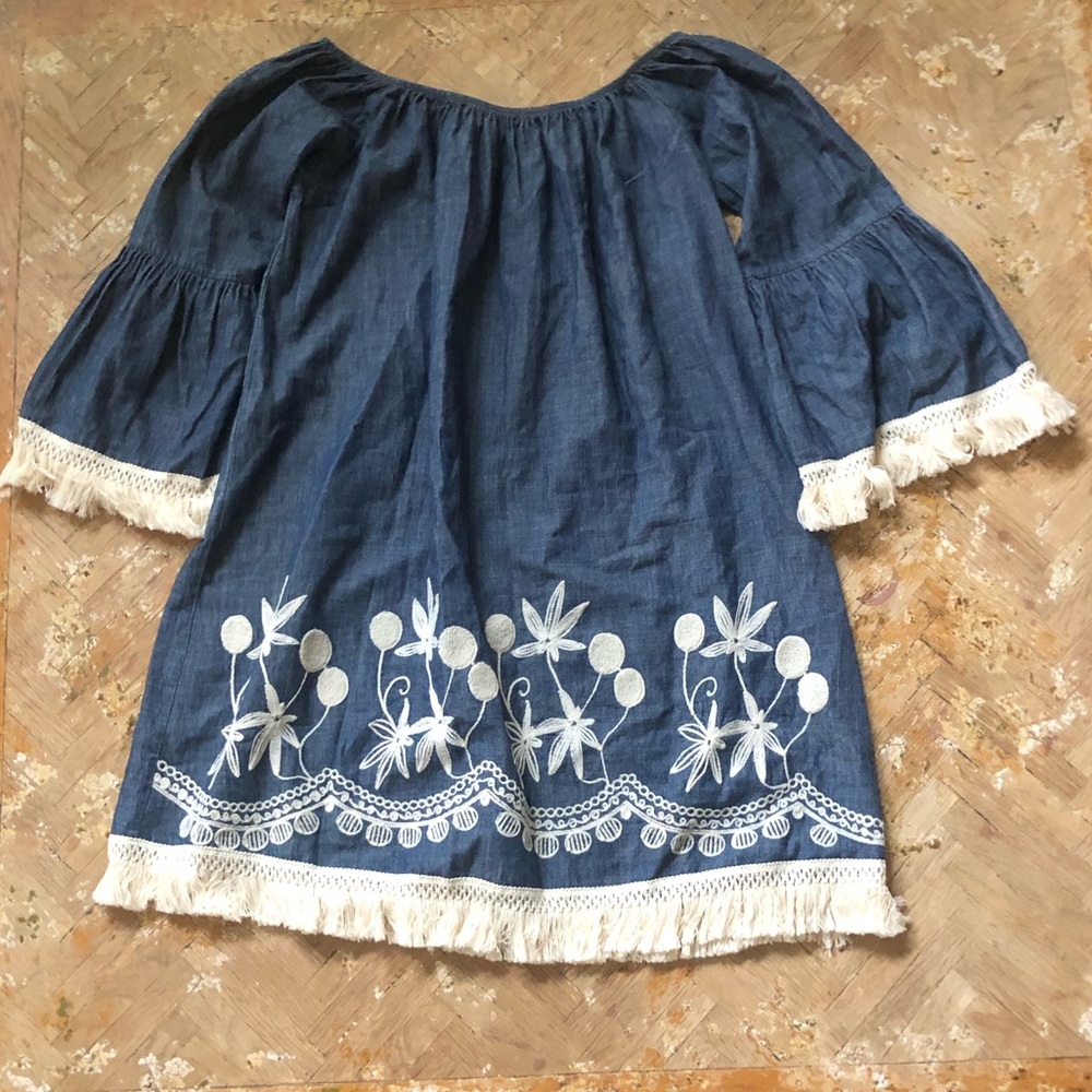 Shayanne Chambray Embroidered Dress